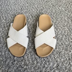 Rothys The Weekend Slides Womens Size US 9 Oat Cross Strap Comfort Sandals Shoes